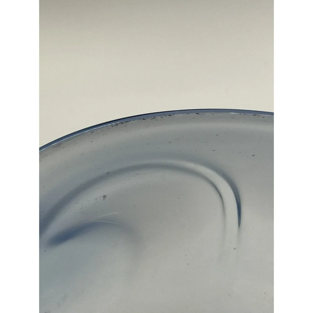 Signed David Hartman Studio Art Glass Bowl Blue Transition Milky Swirl Hand Blow